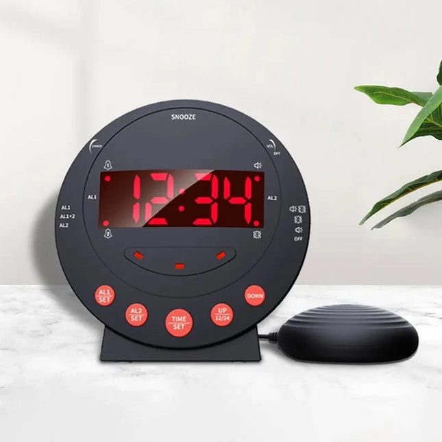 Černý vibrační budík pro neslyšící