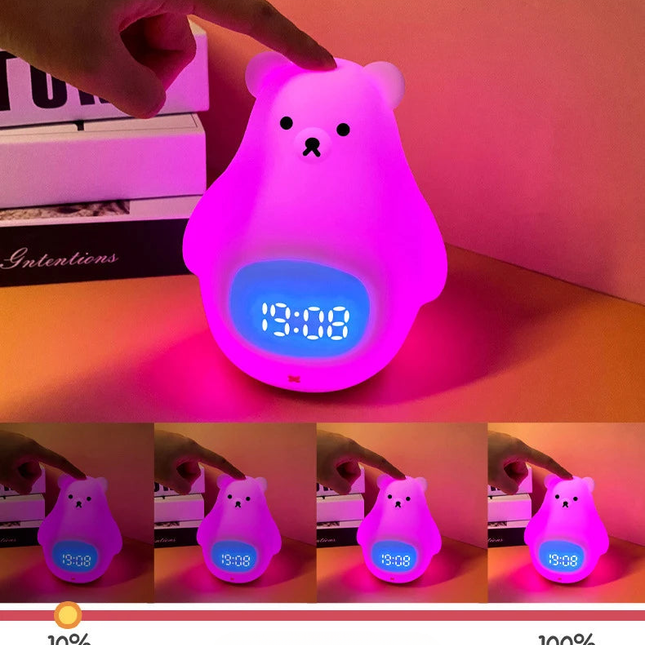 Dětský budík medvídek s nočním světlem