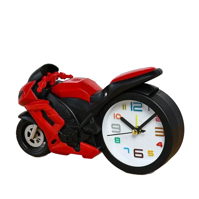 Chlapecký budík ve tvaru závodní motorky