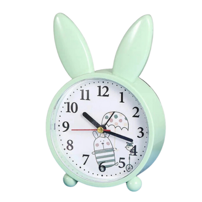 Dětský analogový budík s motivem zajíčka