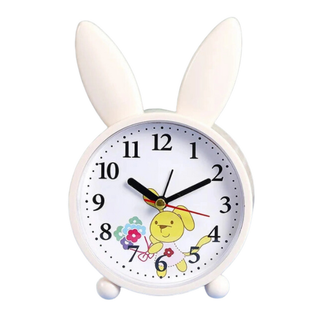 Dětský analogový budík s motivem zajíčka