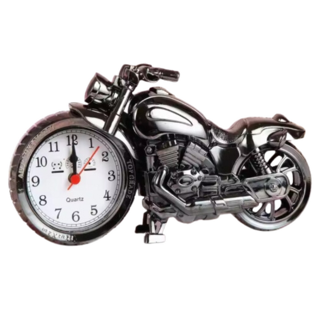 Analogový retro budík ve tvaru motorky