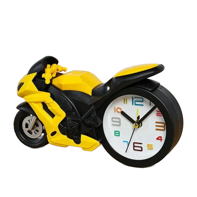 Chlapecký budík ve tvaru závodní motorky