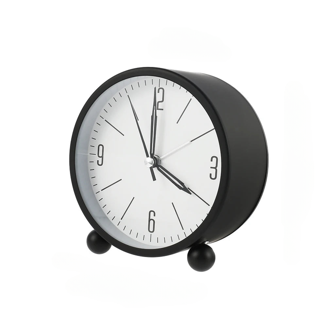 Kulatý minimalistický analogový budík na stůl