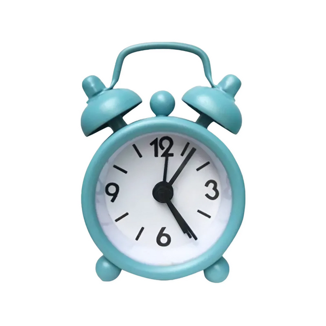 Miniaturní retro analogový budík se zvonky