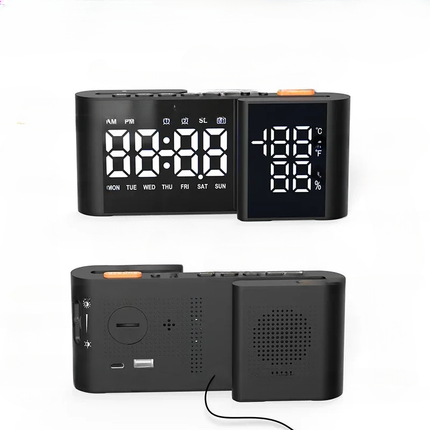 Radiobudík se zrcadlovým displejem a teploměrem