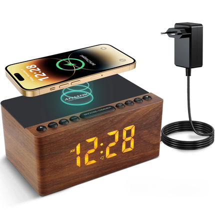 Dřevěný radiobudík s indukčním nabíjením