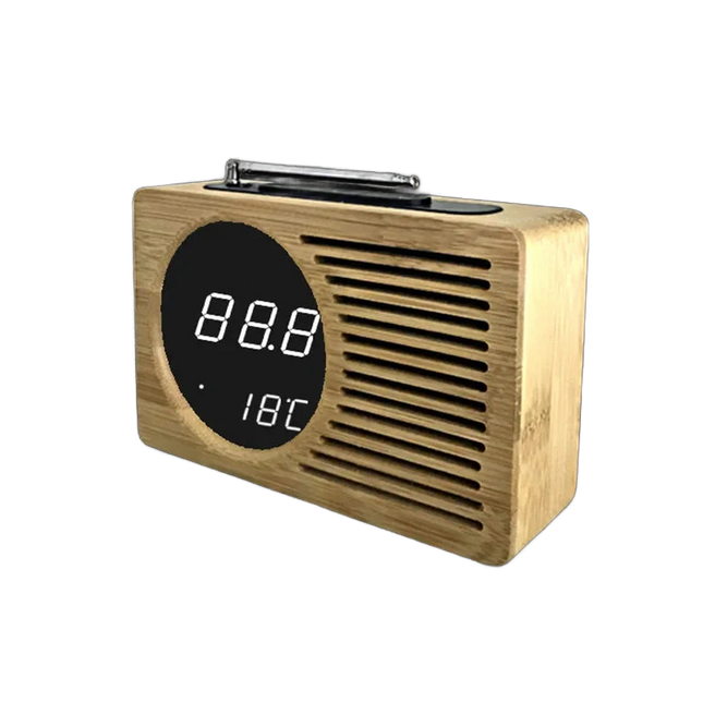 Dřevěný radiobudík v retro designu