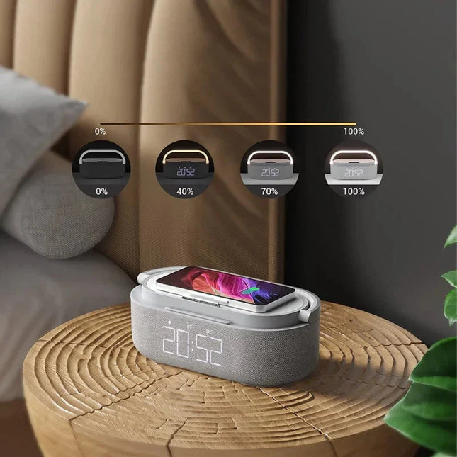 Radiobudík s lampou a bezdrátovou nabíječkou