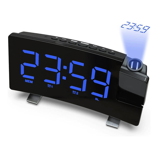 Radiobudík s modrou projekcí času