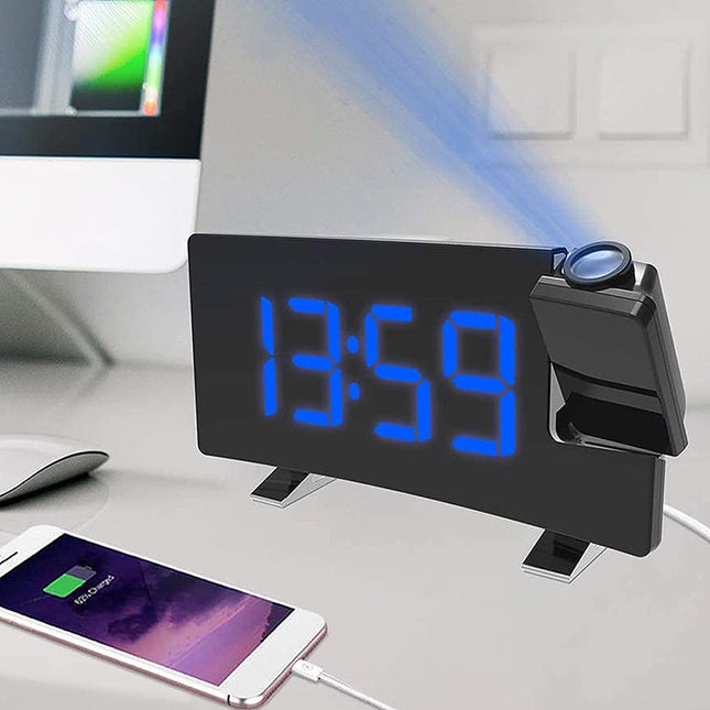 Radiobudík s modrou projekcí času