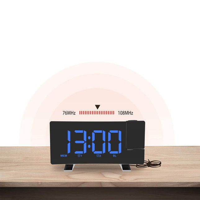 Radiobudík s modrou projekcí času