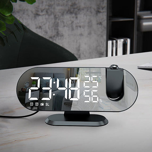 Zrcadlový radiobudík s projekcí na strop