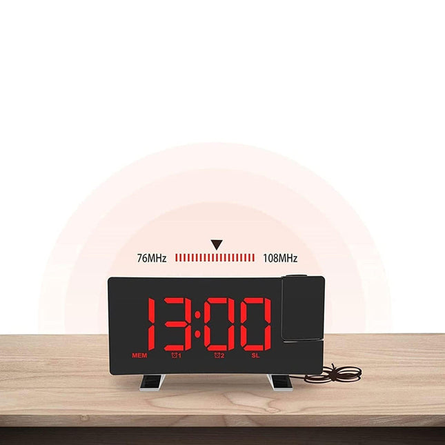 Radiobudík s červenou projekcí času