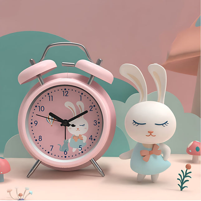 Růžový dětský budík se zvonky