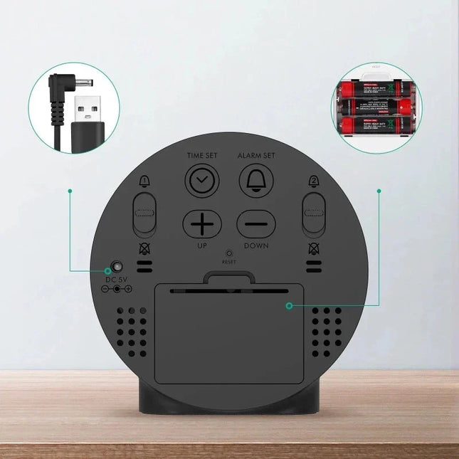 Kulatý LED budík s velkými číslicemi