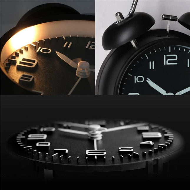 Designový analogový budík se dvěma zvonky