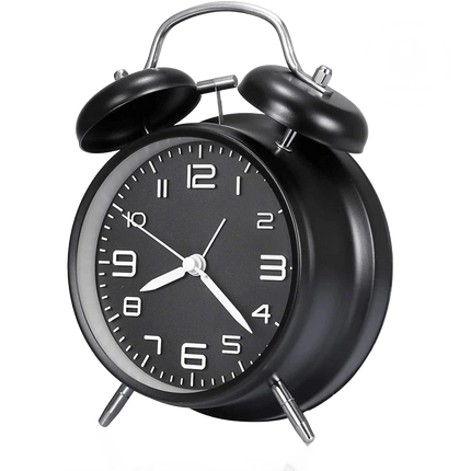 Designový analogový budík se dvěma zvonky