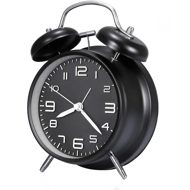 Designový analogový budík se dvěma zvonky