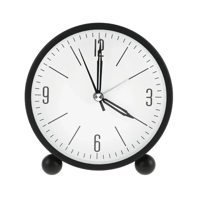 Kulatý minimalistický analogový budík na stůl