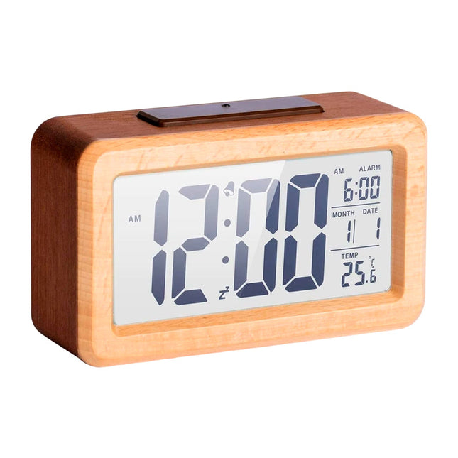 Dřevěný digitální budík s velkým displejem