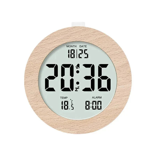 Digitální budík v designu světlého dřeva