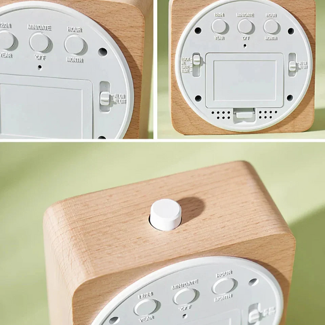 Digitální budík v designu světlého dřeva