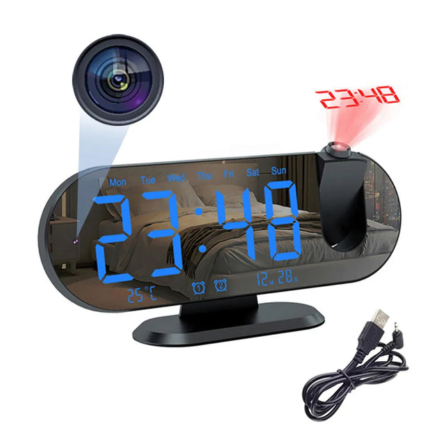 Špionážní budík s WiFi kamerou zrcadlový