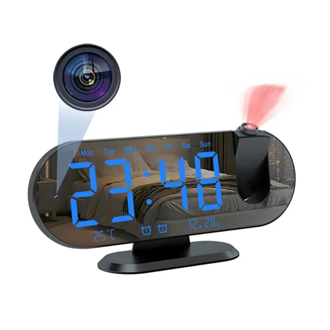 Špionážní budík s WiFi kamerou zrcadlový