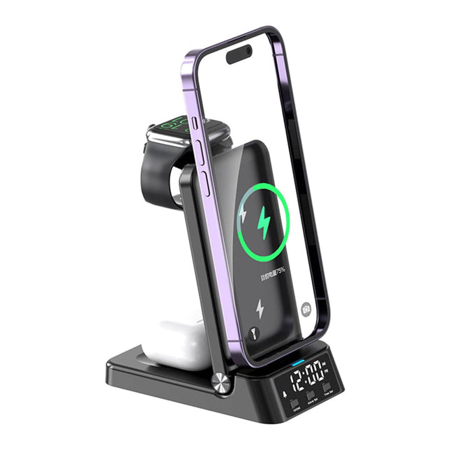 Budík se skládací bezdrátovou nabíječkou