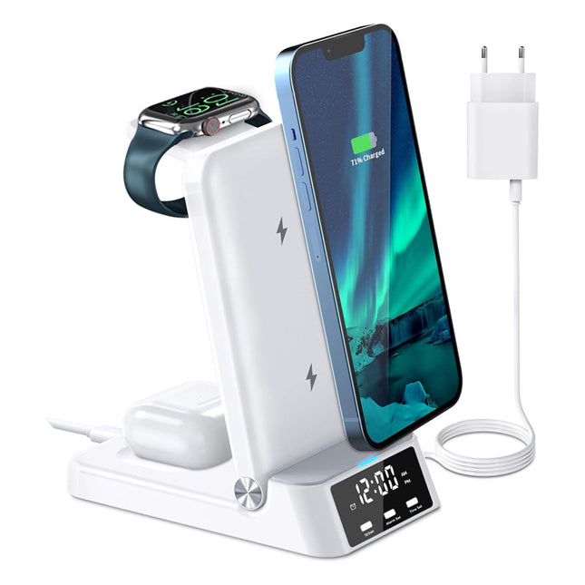 Bezdrátový nabíjecí stojánek s digitálním budíkem