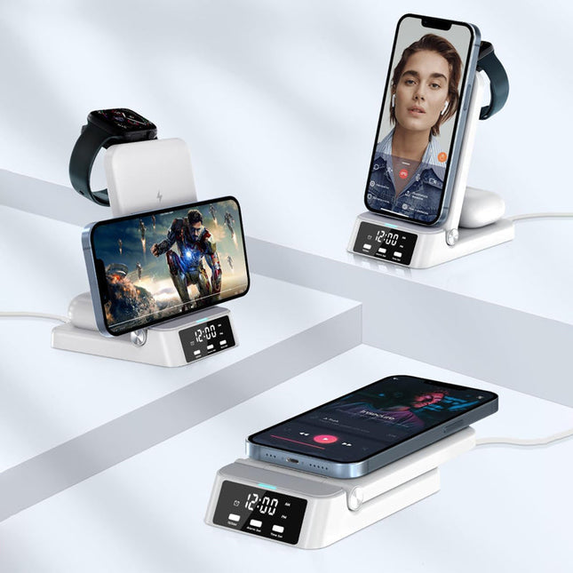 Bezdrátový nabíjecí stojánek s digitálním budíkem