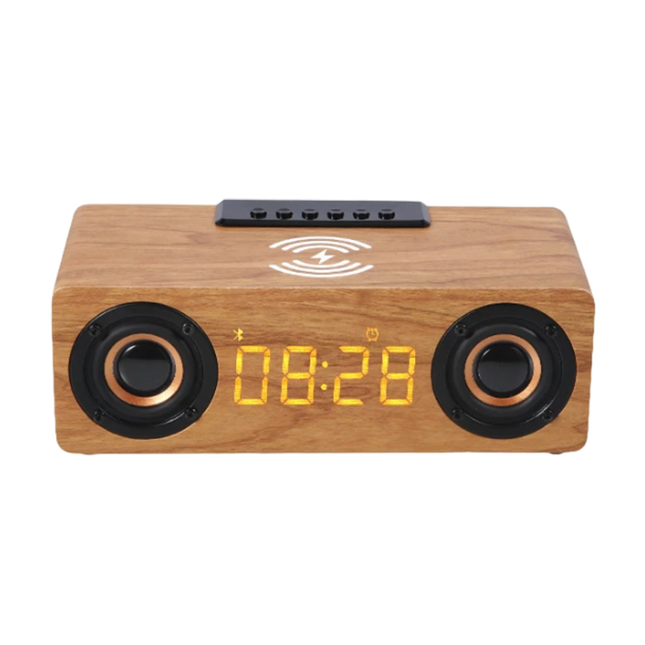 Dřevěný chytrý budík s bezdrátovou nabíječkou