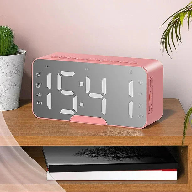 Růžový chytrý budík s FM rádiem