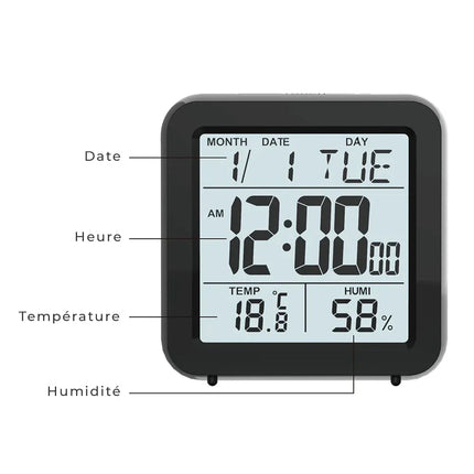 Digitální cestovní budík s kalendářem