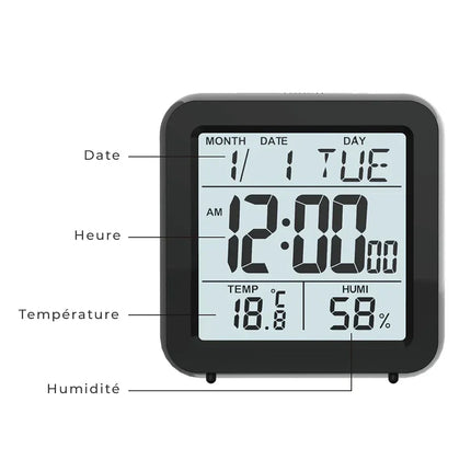 Digitální cestovní budík s kalendářem