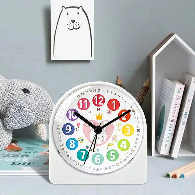 Růžový výukový budík pro holky zajíček