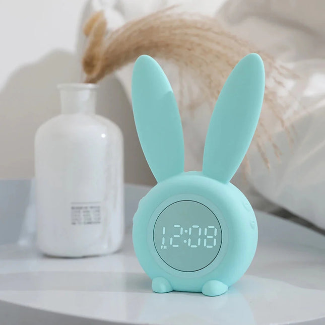 Dětský budík zajíček s funkcí noc/den