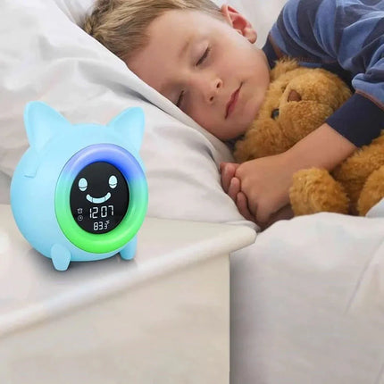 Dětský budík kočka s měnícím světlem