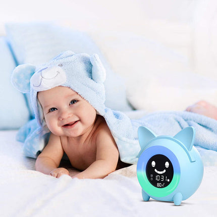 Dětský budík kočka s měnícím světlem