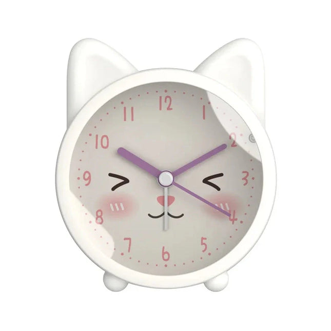 Dětský analogový budík pro dívky kočička