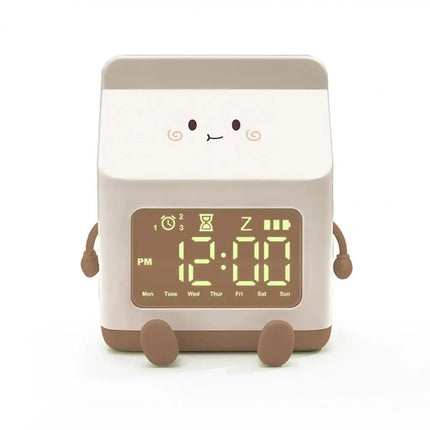 Dětský budík ve tvaru krabice mléka