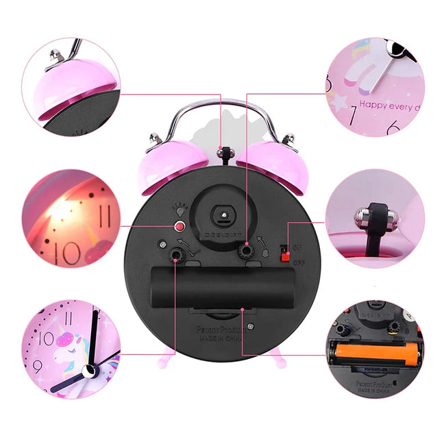 Svítící dívčí budík s jednorožcem