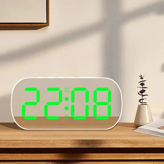 Zrcadlový LED budík s velkými číslicemi