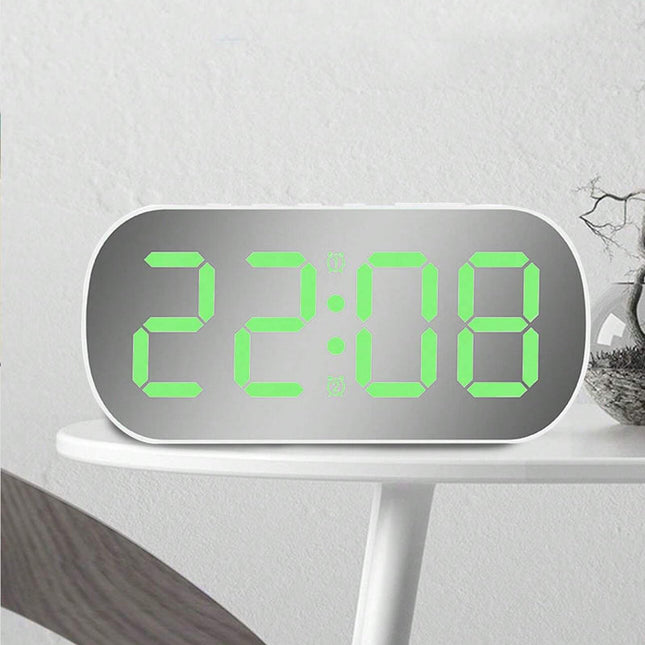 Zrcadlový LED budík s velkými číslicemi