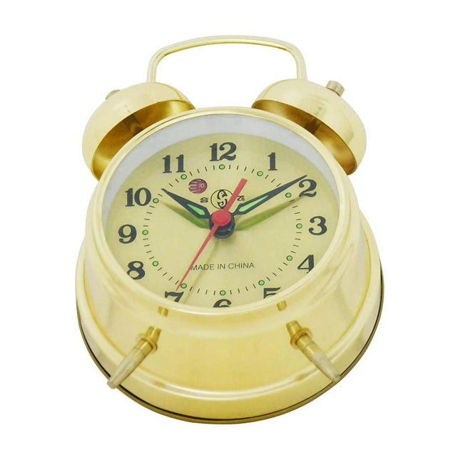 Tradiční natahovací budík se dvěma zvonky