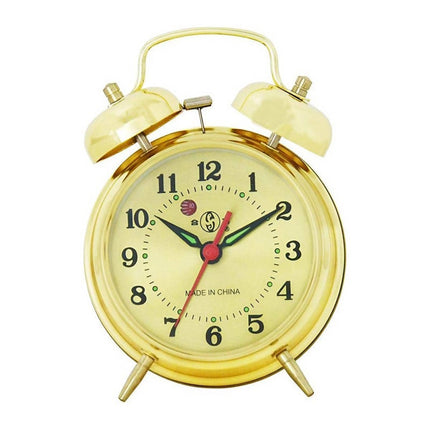 Tradiční natahovací budík se dvěma zvonky