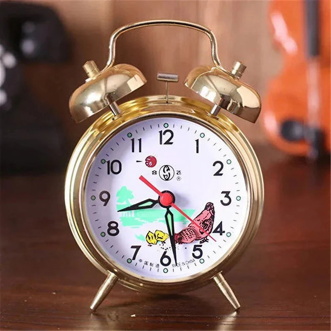 Retro mechanický budík se dvěma zvonky