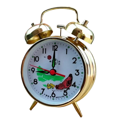 Retro mechanický budík se dvěma zvonky