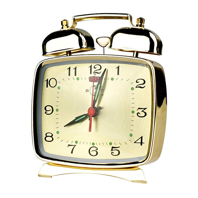 Malý mechanický budík v retro stylu